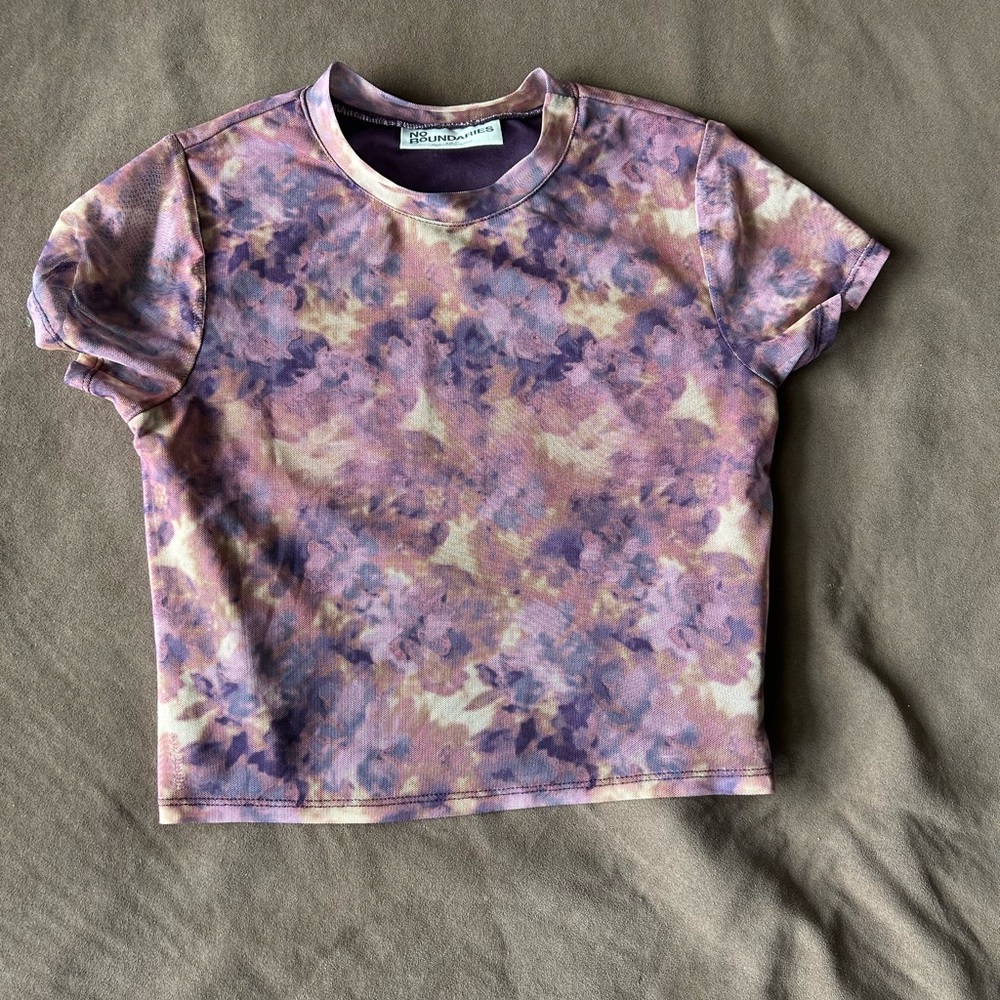 No Boundaries Purple and Pink Short Sleeve Tee